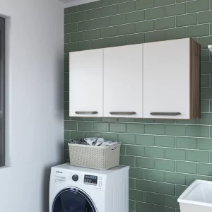 Armario Aéreo Suspenso 120cm Branco Para Cozinha Lavanderia